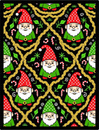 Christmas Gnome Candy Cane Lattice Background Rug