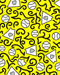 Bright Yellow Baseball Swirls Rug