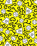 Bright Yellow Baseball Swirls Rug