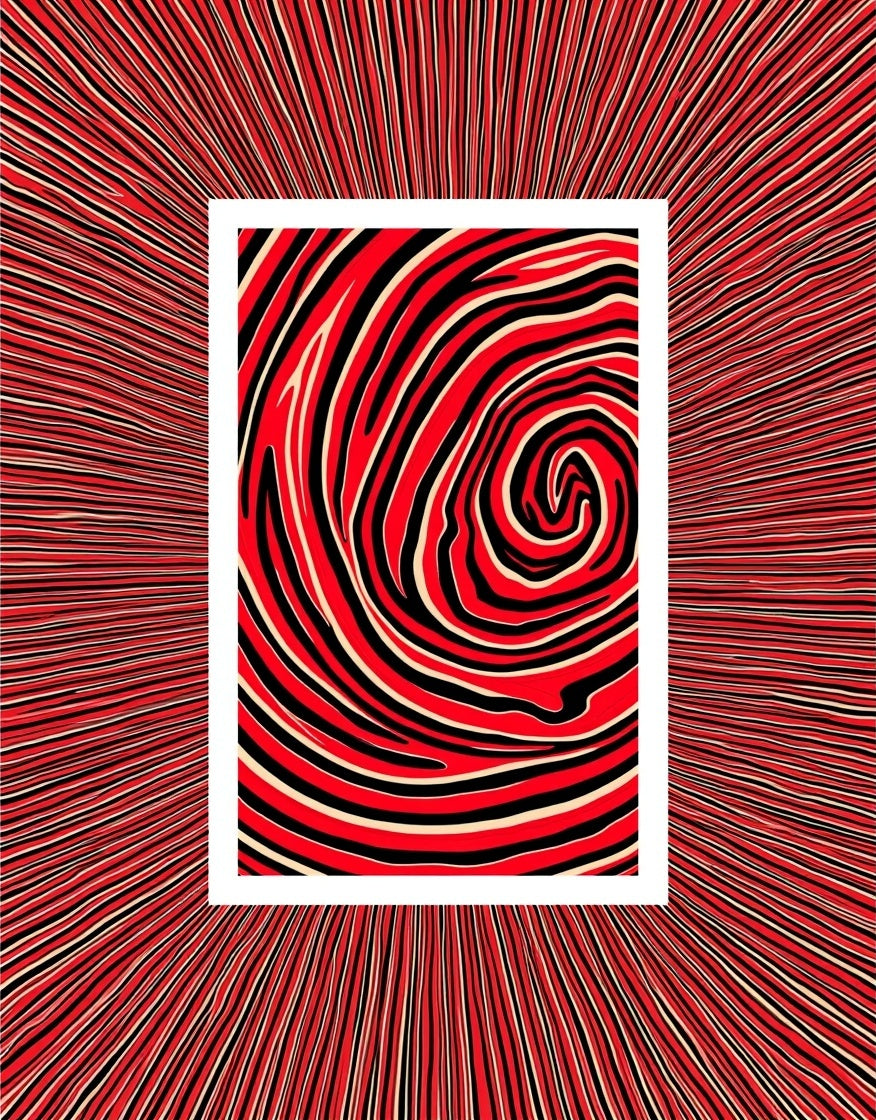 Crimson Swirl Abstract Stripe Rug