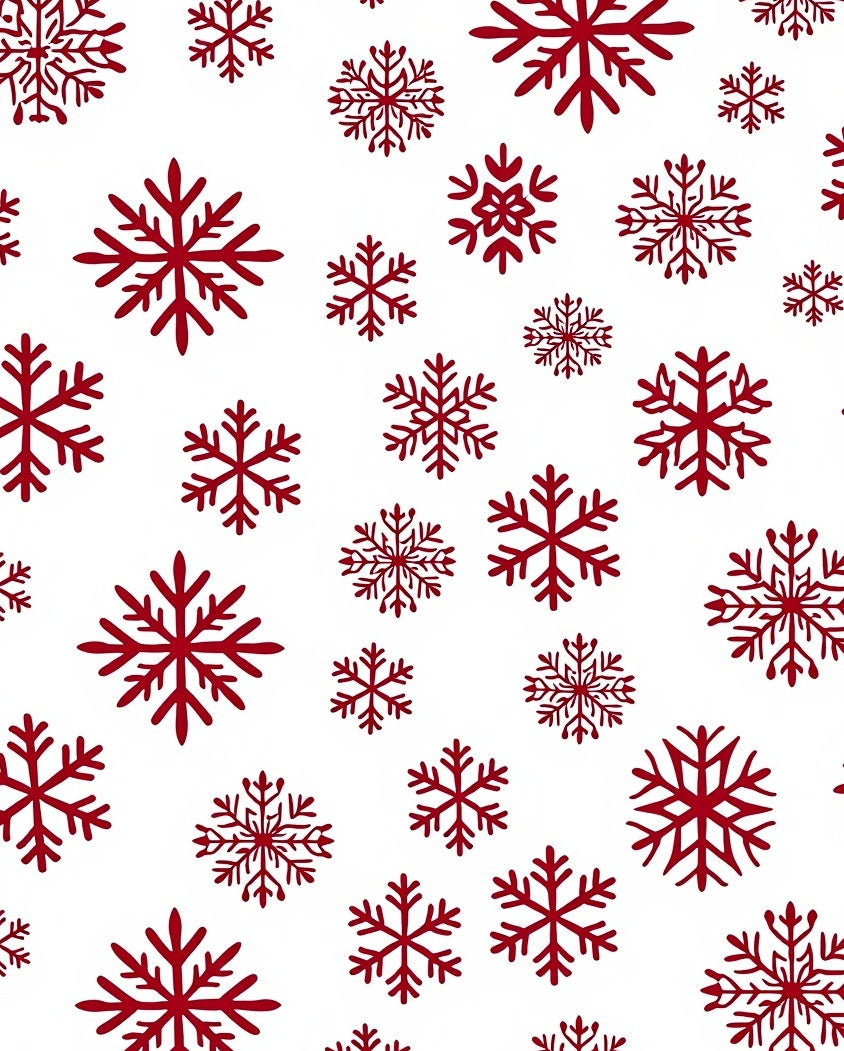Deep Red Snowflakes Scattered Design Rug