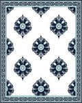 Deep Blue Floral Frame Medallion Rug