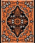 Vibrant Orange Black Floral Medallion Rug