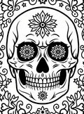Black And White Floral Skull Day Of The Dead Rug