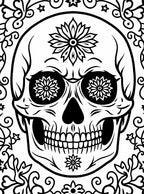 Black And White Floral Skull Day Of The Dead Rug