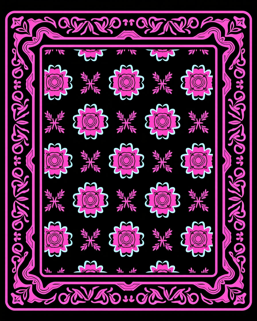 Bold Pink Floral Garden Rug