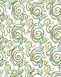 Whimsical Green Swirl Yellow Flower Rug