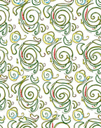 Whimsical Green Swirl Yellow Flower Rug