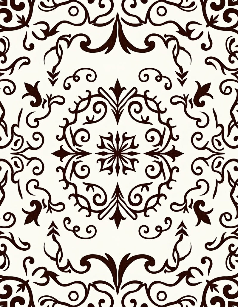 Rich Brown Damask Swirls Rug