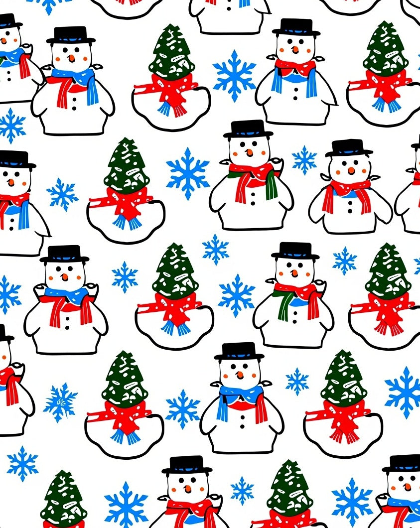 Playful Snowmen Christmas Trees Snowflakes Rug