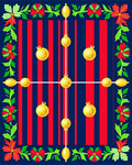 Festive Gold Bauble Poinsettia Border Rug