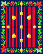 Festive Gold Bauble Poinsettia Border Rug