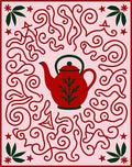 Crimson Teapot Swirls Garden Rug