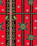 Red Black Green Ornate Festive Ornaments Rug