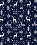 Navy White Deer Snowflakes Repeating Rug