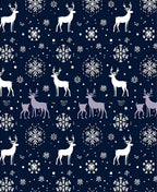 Navy White Deer Snowflakes Repeating Rug
