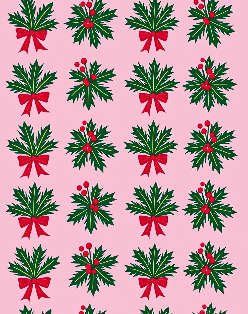 Festive Holly Berry Red Bow Rug