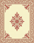 Crimson Floral Border Cream Center Rug