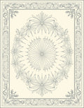 Cream and Gray Floral Medallion Outline Rug