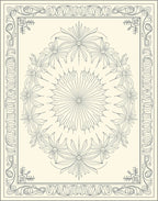 Cream and Gray Floral Medallion Outline Rug