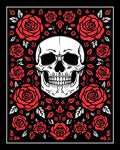 Bold Red Skull Rose Garland Rug