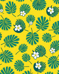 Vibrant Teal Tropical Leaf Plumeria Rug