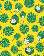 Vibrant Teal Tropical Leaf Plumeria Rug