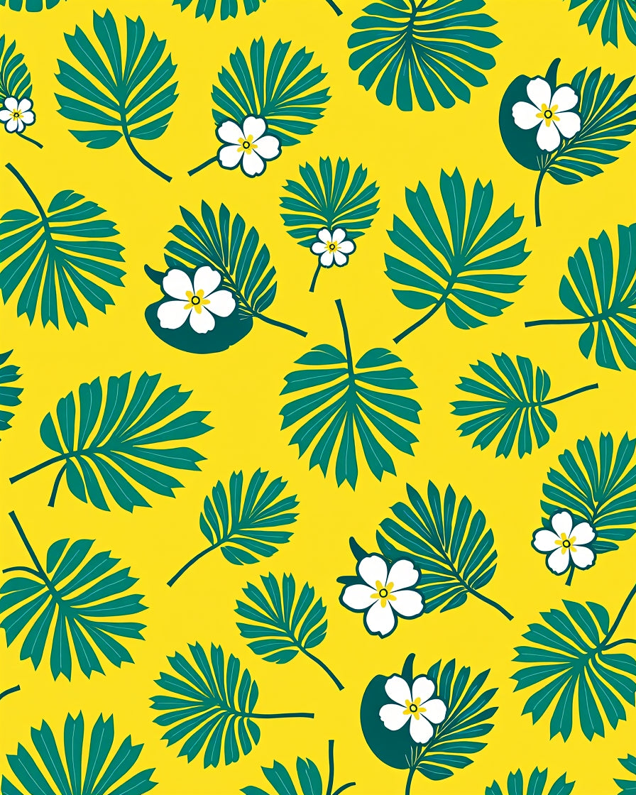 Vibrant Teal Tropical Leaf Plumeria Rug