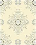 Cream and Teal Medallion Floral Rug