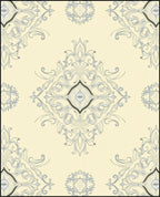 Cream and Teal Medallion Floral Rug