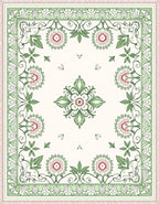 Pale Cream Floral Garden Square Rug