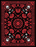 Crimson Skull Floral Kaleidoscope Rug