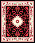 Crimson Black Floral Scroll Medallion Rug