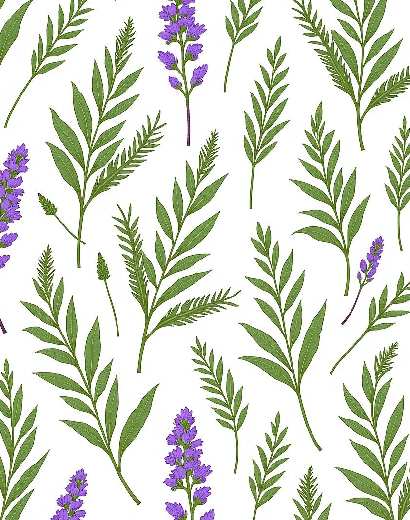 Purple Lavender Green Leafy Branch Rug