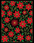 Vibrant Red Floral Garden Black Rug