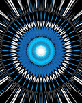 Electric Blue Sunburst Radial Rug