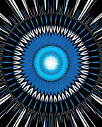 Electric Blue Sunburst Radial Rug