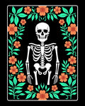 Dia De Los Muertos Skeleton Floral Frame Rug