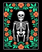 Dia De Los Muertos Skeleton Floral Frame Rug