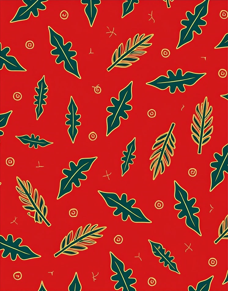 Bold Red Leafy Branch Collage Rug