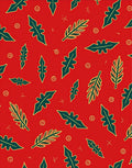 Bold Red Leafy Branch Collage Rug