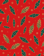Bold Red Leafy Branch Collage Rug