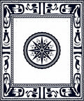 Black And White Compass Medallion Frame Rug