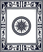 Black And White Compass Medallion Frame Rug