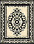 Cream Black Floral Medallion Border Rug