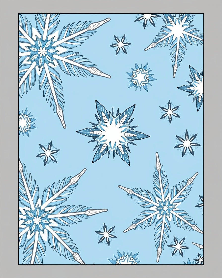 Light Blue Snowflake Winter Wonderland Rug