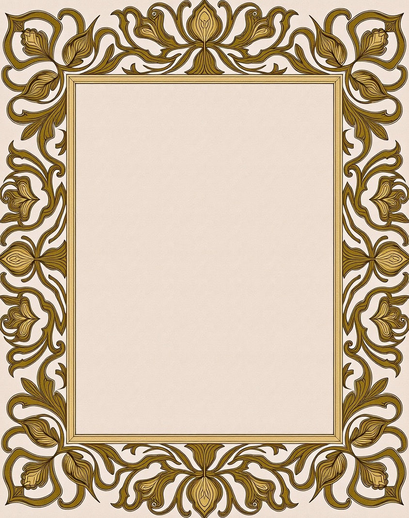 Art Nouveau Golden Floral Border Rug