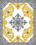 Regal Gray Golden Scroll Medallion Rug