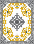 Regal Gray Golden Scroll Medallion Rug
