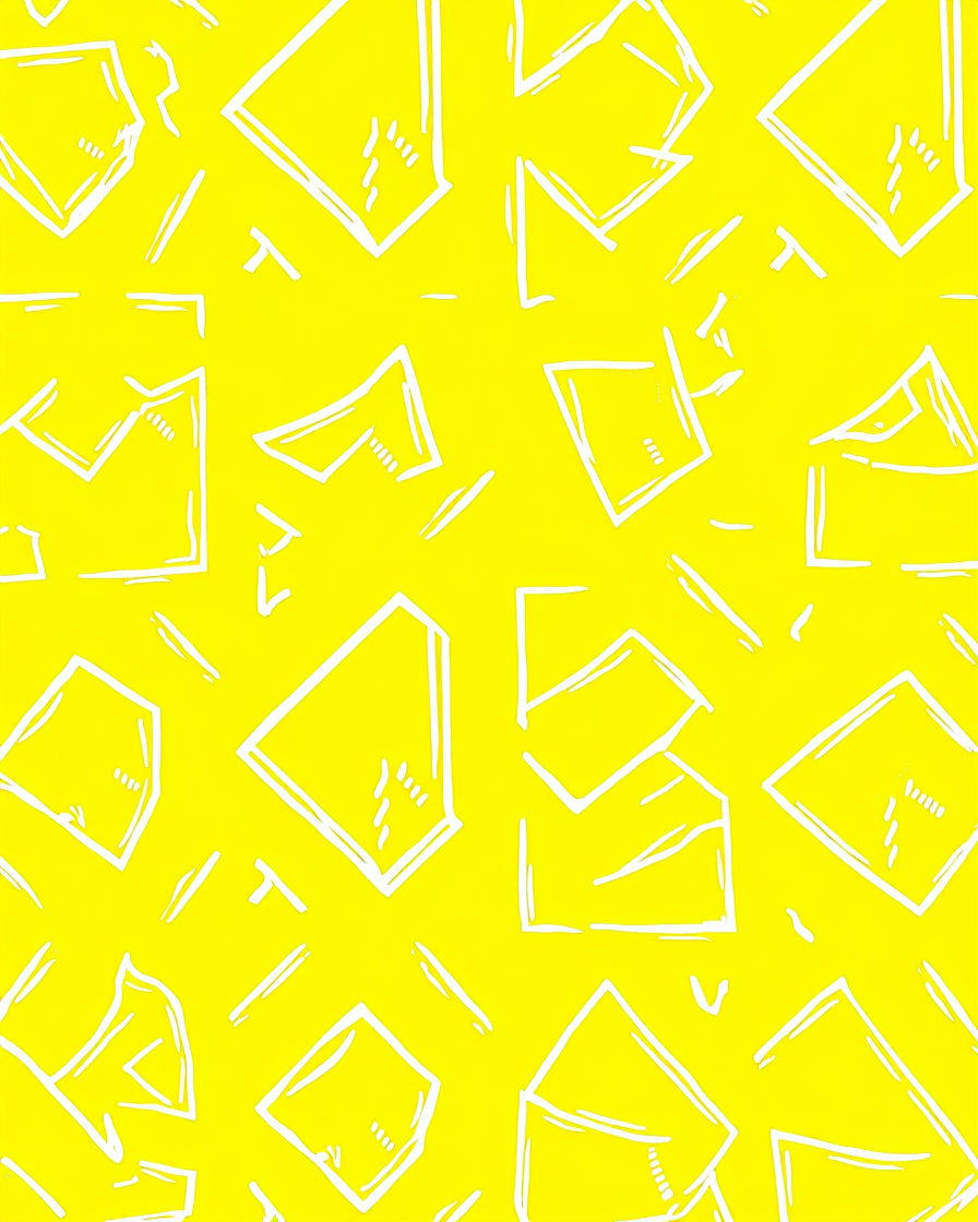 Bright Yellow Hand Drawn Geometric Rug